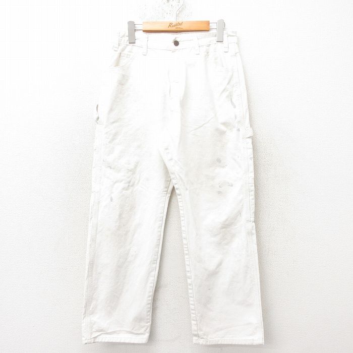 W30★古着 ディッキーズ Dickies ペインター パンツ メンズ コットン 白 ホワイト 25feb19 中古 ボトムス ロング
