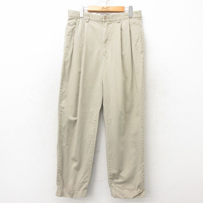 W32★古着 ラルフローレン Ralph Lauren ブランド チノ パンツ チノパン メンズ 90年代 90s HAMMOND コットン ベージュ カーキ 25feb19 中古 ボトムス ロング