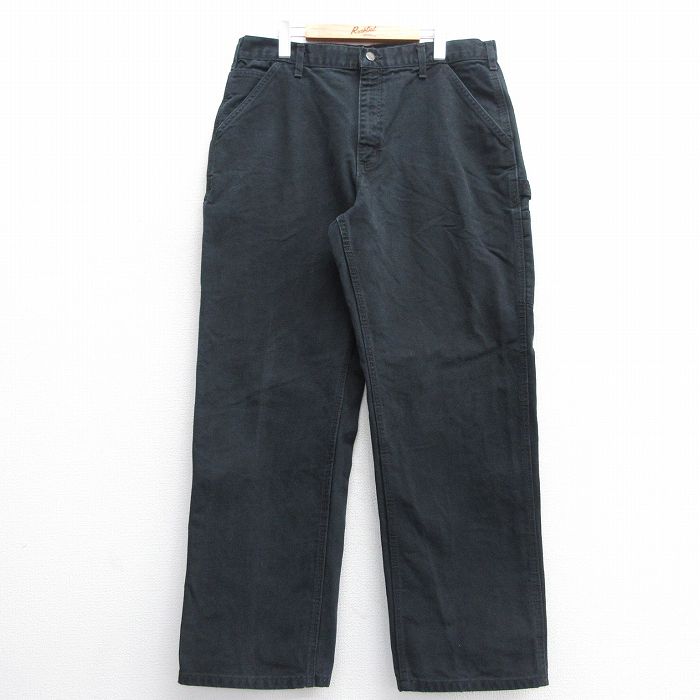 W38★古着 カーハート Carhartt ペインター パンツ メンズ ダック地 コットン 黒 ブラック 25feb19 中古 ボトムス ロング