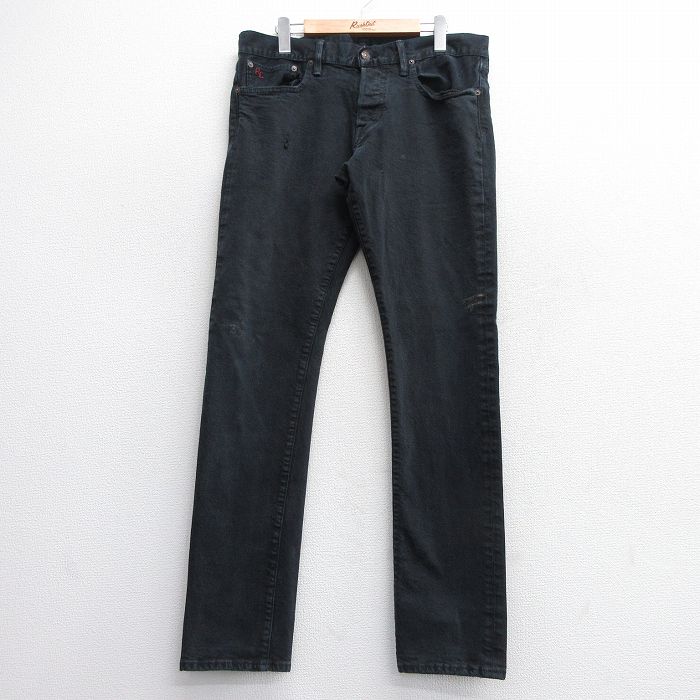 W35★古着 ラルフローレン Ralph Lauren ブランド ジーンズ メンズ 黒 ブラック 25feb19 中古 ボトムス ジーパン Gパン ロング パンツ