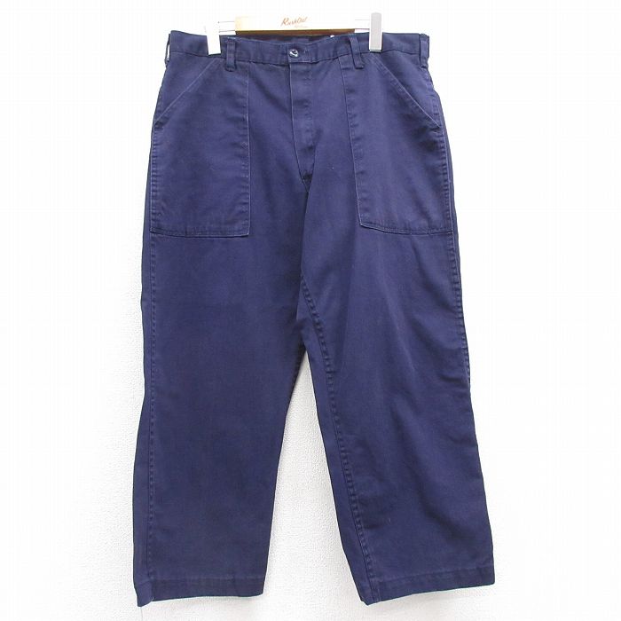 W35★古着 ベイカー パンツ メンズ 80年代 80s コットン USA製 タロン 紺 ネイビー 25feb20 中古 ボトムス ロング