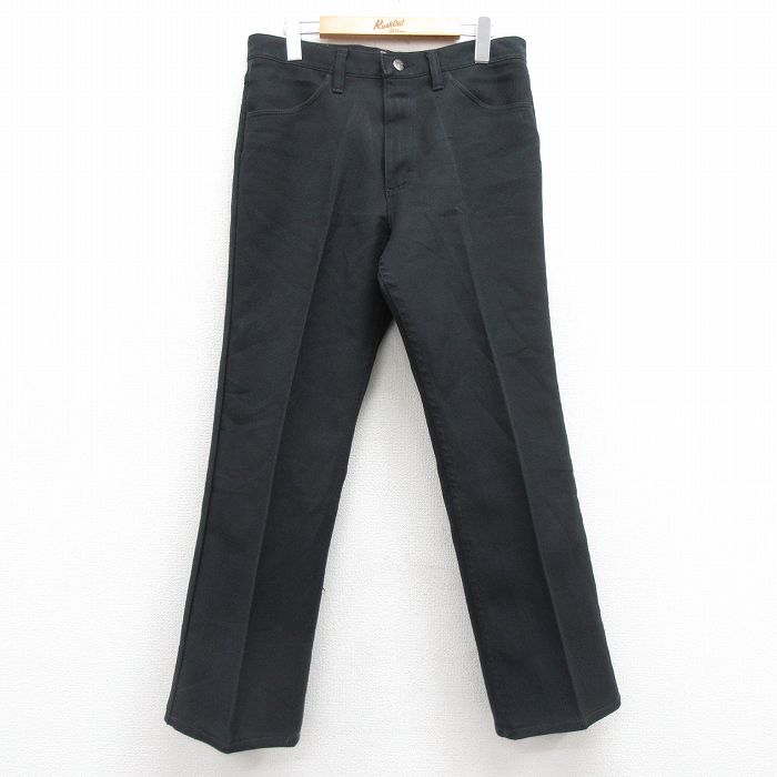 W32★古着 ラングラー Wrangler ランチャー パンツ メンズ 90年代 90s USA製 黒 ブラック 25feb20 中古 ボトムス ロング