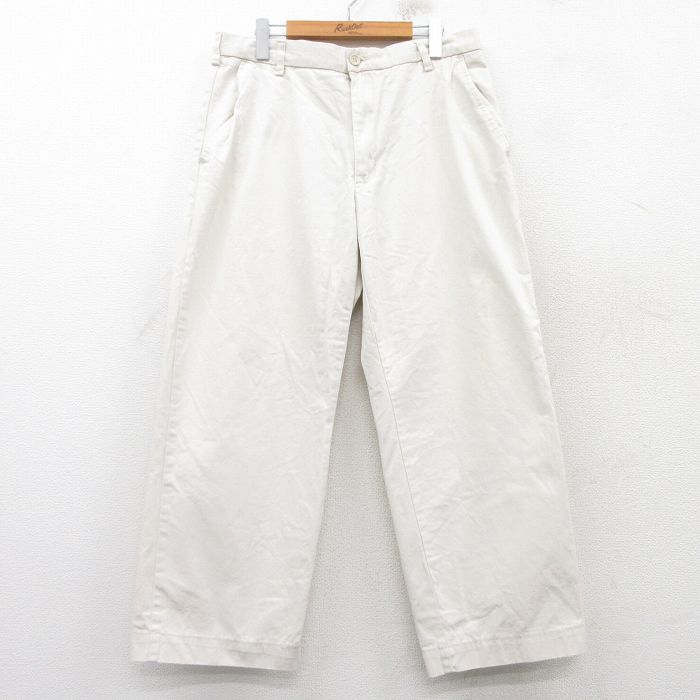 W34★古着 STEVE&BARRYS パンツ メンズ コットン 薄ベージュ カーキ 25feb20 中古 ボトムス ロング