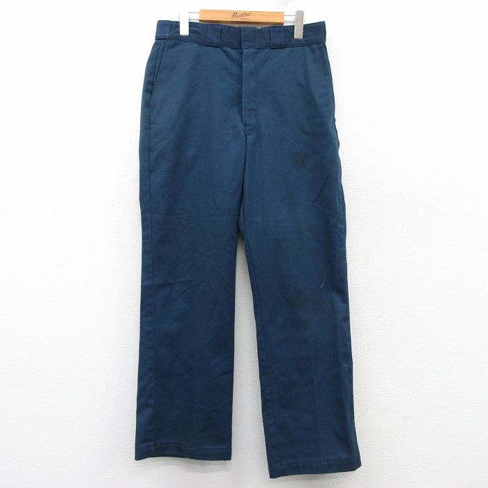 W32★古着 ディッキーズ Dickies ワーク パンツ メンズ 90年代 90s USA製 紺 ネイビー 25feb20 中古 ボトムス ロング