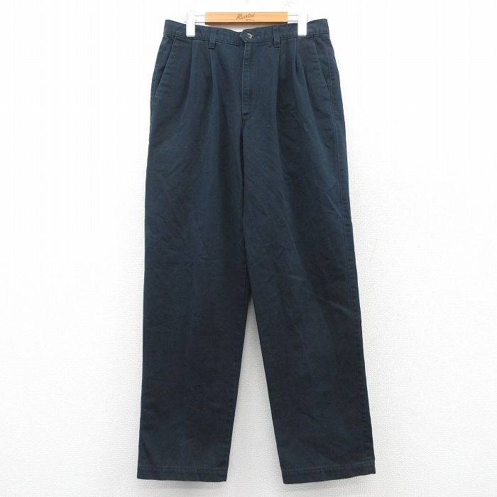 W32★古着 ドッカーズ チノ パンツ チノパン メンズ 90年代 90s コットン USA製 紺 ネイビー 25feb20 中古 ボトムス ロング