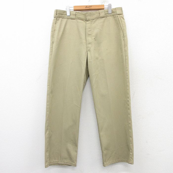 W35★古着 ディッキーズ Dickies ワーク パンツ メンズ 90年代 90s USA製 ベージュ カーキ 25feb20 中古 ボトムス ロング