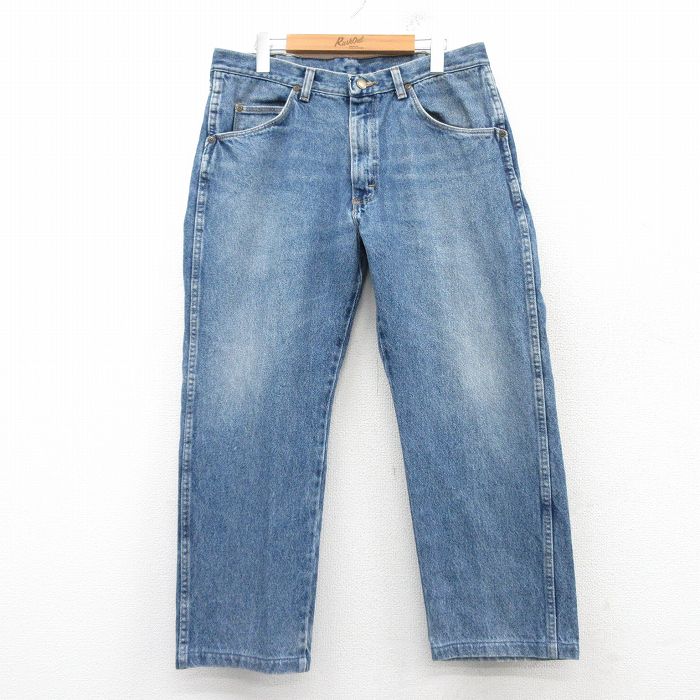W35★古着 ラングラー Wrangler ジーンズ メンズ 00年代 00s ヒゲ 紺 ネイビー デニム 25feb20 中古 ボトムス ジーパン Gパン ロング パンツ