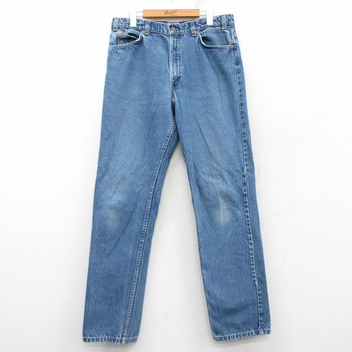 W35★古着 リーバイス Levis ジーンズ メンズ 90年代 90s コットン USA製 紺 ネイビー デニム 【spe】 25feb20 中古 ボトムス ジーパン Gパン ロング パンツ
