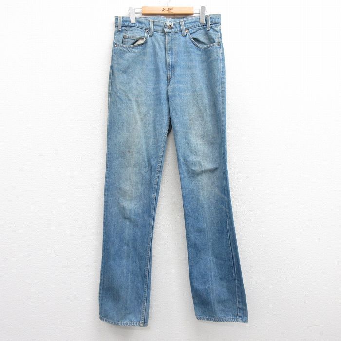 W33★古着 リーバイス Levis ジーンズ メンズ 80年代 80s ヒゲ 紺 ネイビー デニム 25feb21 中古 ボトムス ジーパン Gパン ロング パンツ