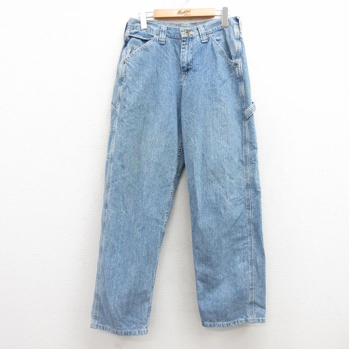 W31★古着 リー Lee ペインター パンツ メンズ コットン 紺 ネイビー デニム 25feb21 中古 ボトムス ロング
