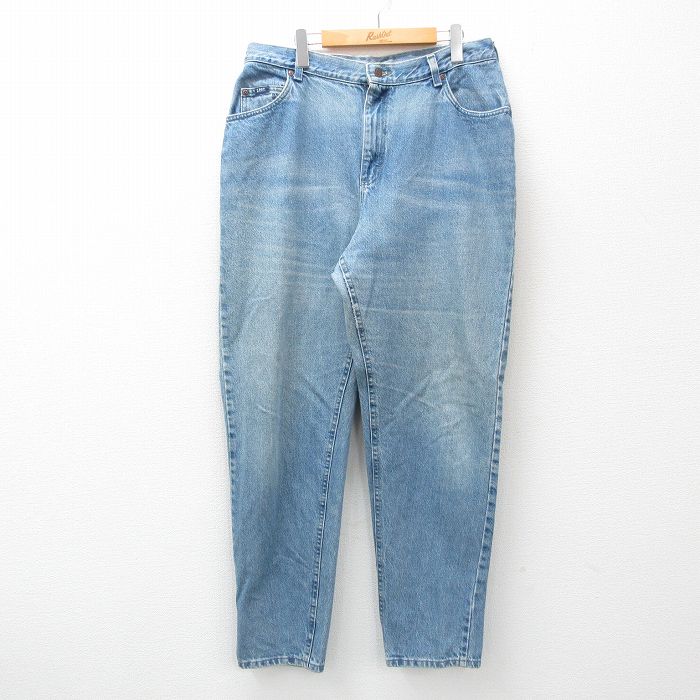 W36★古着 リー Lee ジーンズ メンズ 90年代 90s テーパード ヒゲ コットン USA製 紺 ネイビー デニム 25feb21 中古 ボトムス ジーパン Gパン ロング パンツ