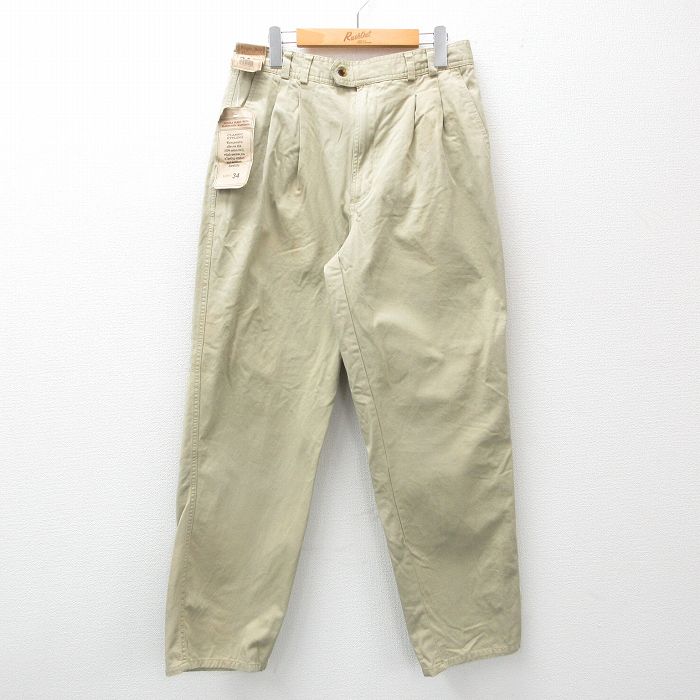 W34★古着 ビューグルボーイ チノ パンツ チノパン メンズ 00年代 00s デッドストック コットン ベージュ カーキ 25feb21 中古 ボトムス ロング