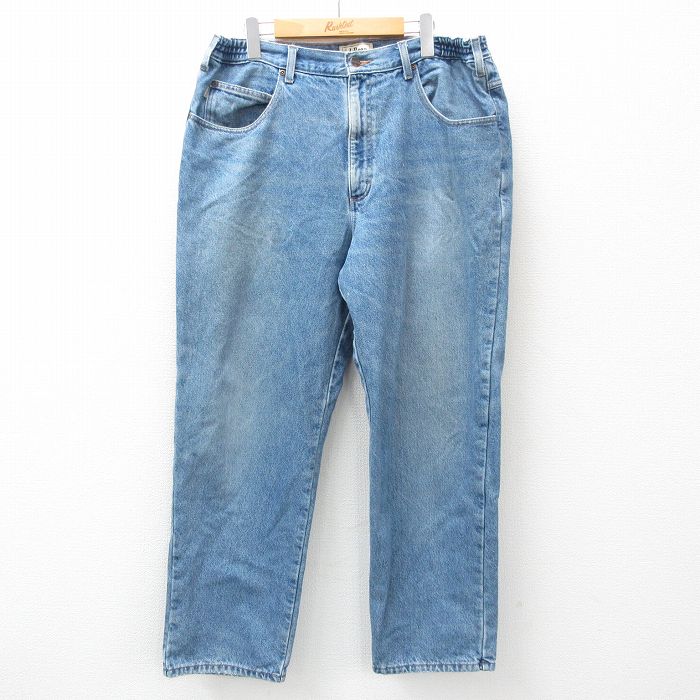 W38★古着 エルエルビーン LLBEAN ジーンズ メンズ 00年代 00s コットン 紺 ネイビー デニム 内側フランネル 25feb21 中古 ボトムス ジーパン Gパン ロング パンツ