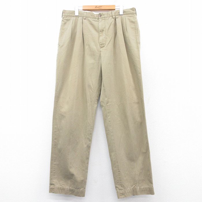 W36★古着 ラルフローレン Ralph Lauren ブランド チノ パンツ チノパン メンズ 90年代 90s ANDREW コットン ベージュ カーキ 25feb21 中古 ボトムス ロング