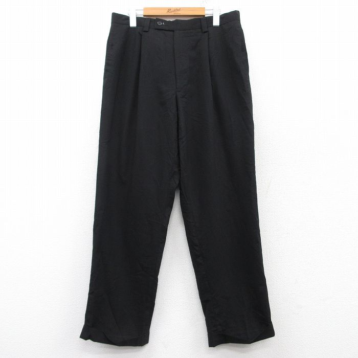W34★古着 カルバンクライン Calvin Klein スラックス パンツ メンズ 黒 ブラック 25feb21 中古 ボトムス ロング
