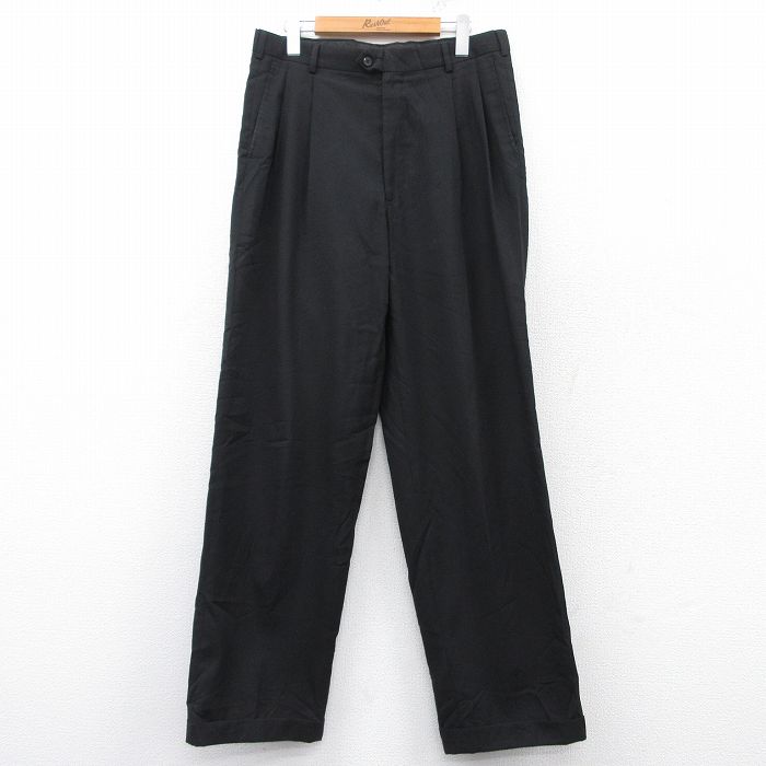 W33★古着 パンツ メンズ 80年代 80s タロン 黒 ブラック 25feb21 中古 ボトムス ロング