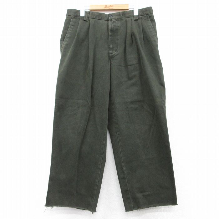 W35★古着 ドッカーズ ジーンズ メンズ コットン 濃緑 グリーン デニム 25feb21 中古 ボトムス ジーパン Gパン ロング パンツ