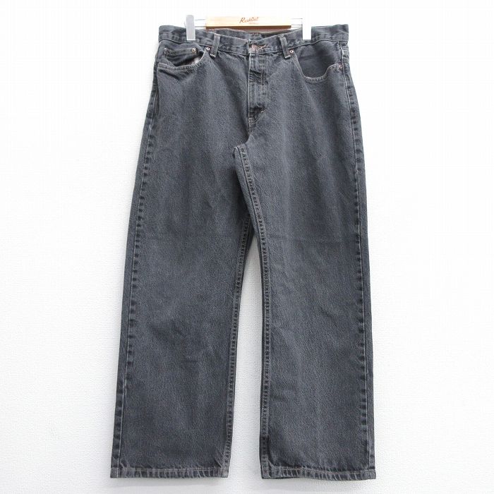 W36★古着 FADED GLORY ジーンズ メンズ コットン 黒 ブラック デニム 25feb22 中古 ボトムス ジーパン Gパン ロング パンツ