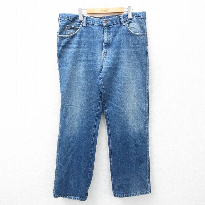 W40★古着 カルバンクライン Calvin Klein ジーンズ メンズ 90年代 90s ヒゲ 大きいサイズ コットン USA製 紺 ネイビー デニム 25feb25 中古 ボトムス ジーパン Gパン ロング パンツ