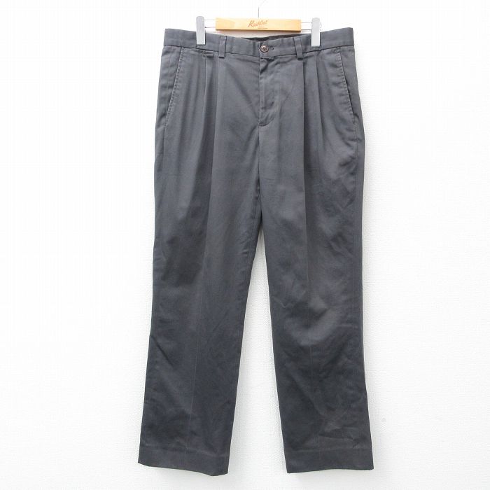 W35★古着 エディーバウアー チノ パンツ チノパン メンズ コットン 濃グレー 25feb25 中古 ボトムス ロング
