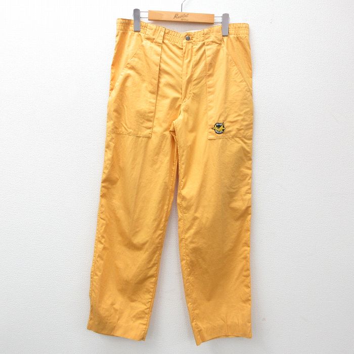 W34★古着 ベイカー パンツ メンズ 90年代 90s BLVE MARLIN コットン イタリア製 黄 イエロー 25feb25 中古 ボトムス ロング