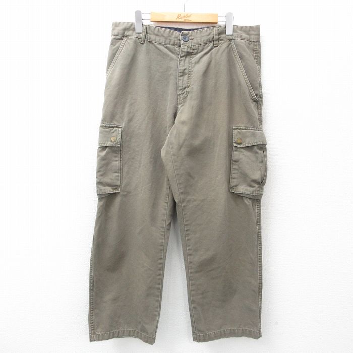 W36★古着 セントジョンズベイ カーゴ パンツ メンズ ダック地 コットン 緑系 グリーン 25feb25 中古 ボトムス ロング