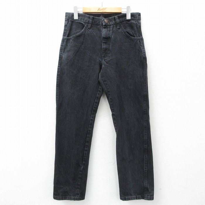 W31★古着 ラスラー ジーンズ メンズ コットン 黒 ブラック デニム 25feb25 中古 ボトムス ジーパン Gパン ロング パンツ