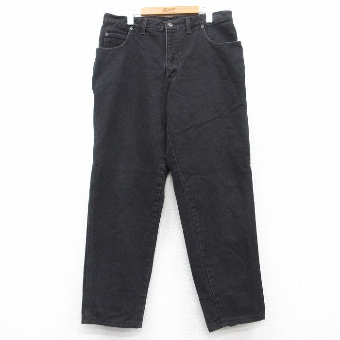 W37★古着 ランズエンド ジーンズ メンズ 90年代 90s コットン USA製 黒 ブラック デニム 【spe】 25feb25 中古 ボトムス ジーパン Gパン ロング パンツ