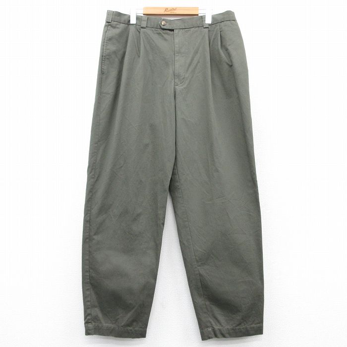 W37★古着 ペリーエリス パンツ メンズ 90年代 90s コットン 緑系 グリーン 25feb25 中古 ボトムス ロング