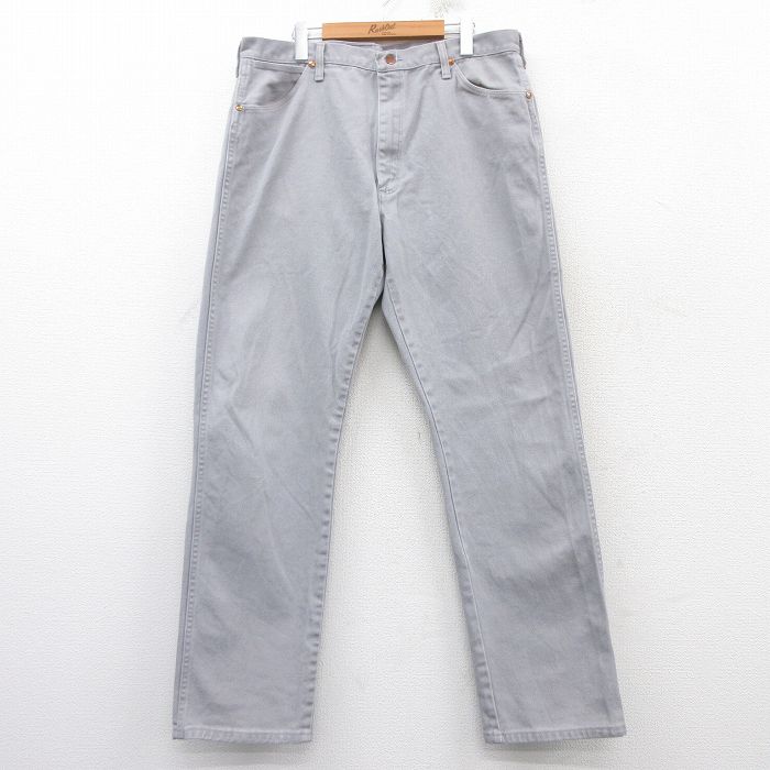 W38★古着 ラングラー Wrangler ジーンズ メンズ 90年代 90s コットン USA製 グレー デニム 25feb25 中古 ボトムス ジーパン Gパン ロング パンツ