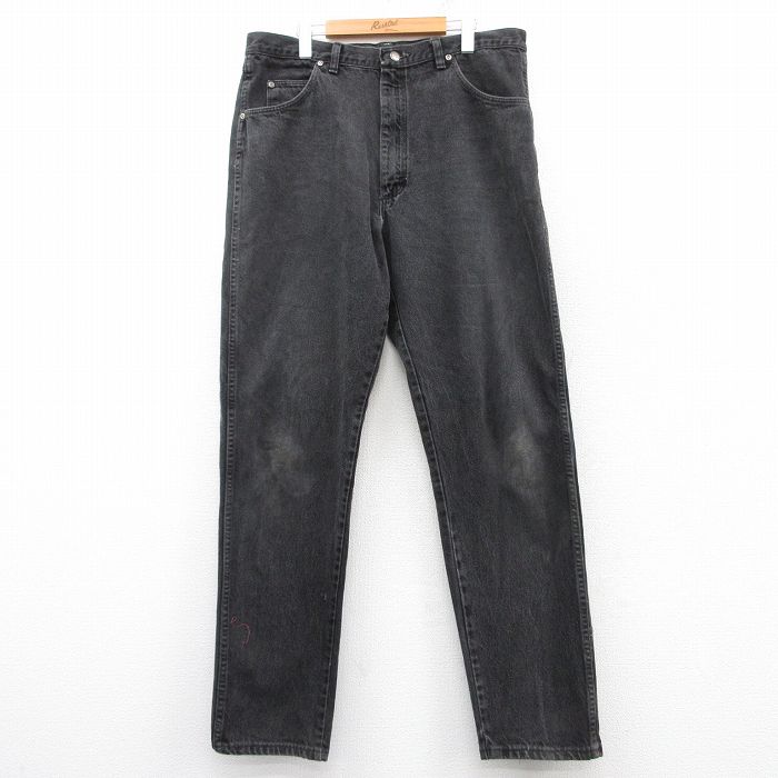 W38★古着 ラングラー Wrangler ジーンズ メンズ 00年代 00s 黒 ブラック デニム 【spe】 25feb25 中古 ボトムス ジーパン Gパン ロング パンツ