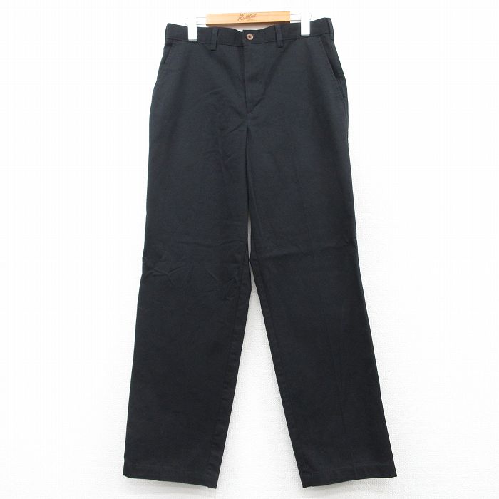 W32★古着 FARAH パンツ メンズ コットン 黒 ブラック 25feb25 中古 ボトムス ロング