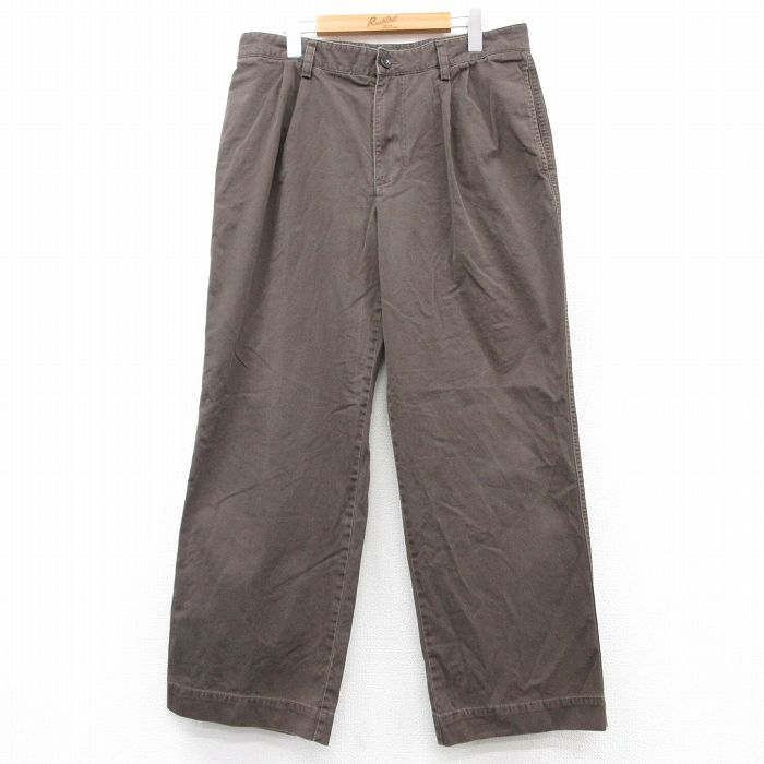 W34★古着 エディーバウアー パンツ メンズ コットン こげ茶 ブラウン 25feb25 中古 ボトムス ロング