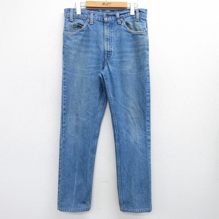 W32★古着 リーバイス Levis 509 ジーンズ メンズ 90年代 90s ヒゲ コットン USA製 紺 ネイビー デニム 【spe】 25feb25 中古 ボトムス ジーパン Gパン ロング パンツ