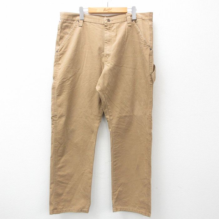 W38★古着 ラングラー Wrangler ペインター パンツ メンズ コットン 茶系 ブラウン 25feb26 中古 ボトムス ロング
