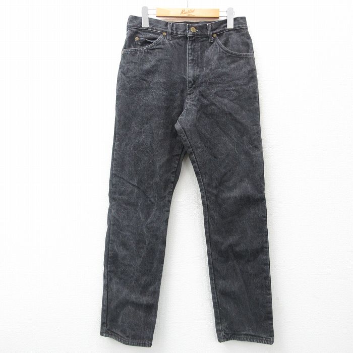 W32★古着 エルエルビーン LLBEAN ジーンズ メンズ 90年代 90s コットン USA製 黒 ブラック デニム 内側フランネル 【spe】 25feb26 中古 ボトムス ジーパン Gパン ロング パンツ
