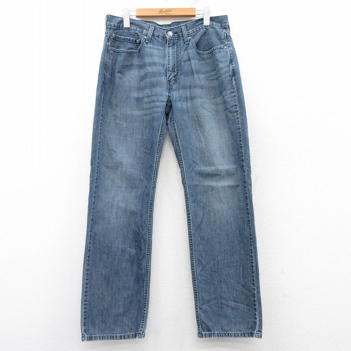 W34★古着 リーバイス Levis 514 ジーンズ メンズ ヒゲ コットン 紺 ネイビー デニム 25feb26 中古 ボトムス ジーパン Gパン ロング パンツ