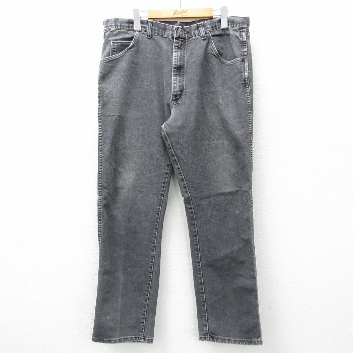 W36★古着 ラングラー Wrangler ジーンズ メンズ 90年代 90s USA製 黒 ブラック デニム 【spe】 25feb26 中古 ボトムス ジーパン Gパン ロング パンツ