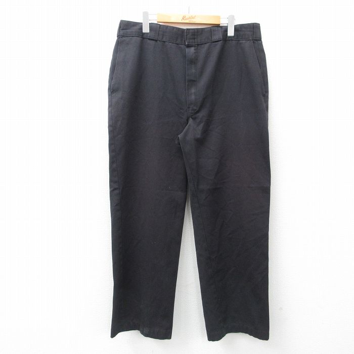 W38★古着 ディッキーズ Dickies ワーク パンツ メンズ 黒 ブラック 25feb26 中古 ボトムス ロング