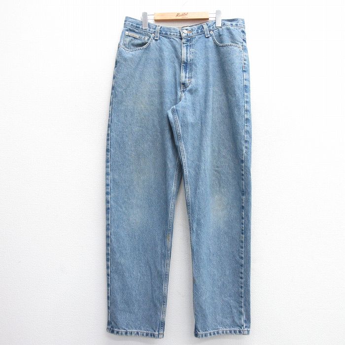 W37★古着 カルバンクライン Calvin Klein ジーンズ メンズ 00年代 00s コットン 紺 ネイビー デニム 25feb27 中古 ボトムス ジーパン Gパン ロング パンツ