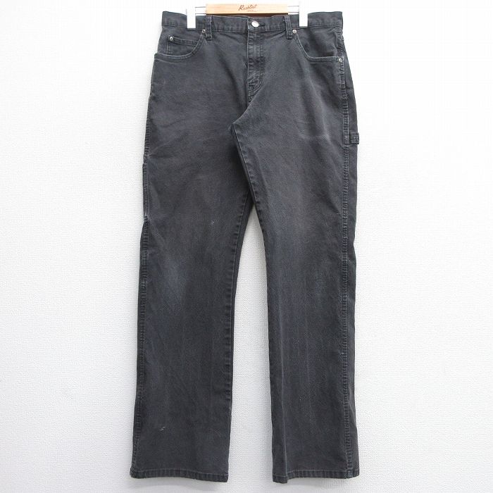 W34★古着 ディッキーズ Dickies ペインター パンツ メンズ 黒 ブラック デニム 25feb28 中古 ボトムス ロング