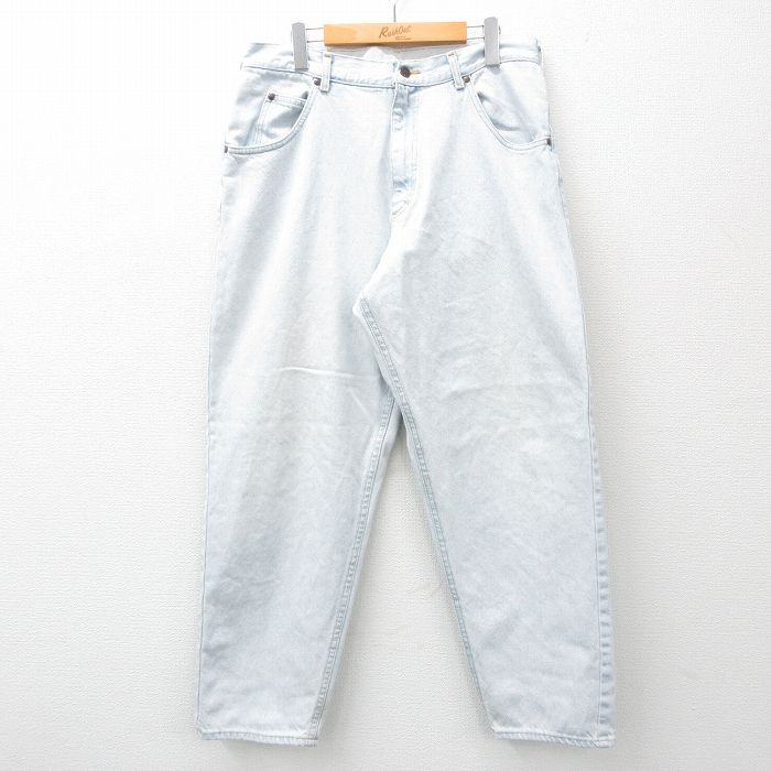 W36★古着 リー Lee ジーンズ メンズ 90年代 90s コットン USA製 薄紺 ネイビー デニム 【spe】 25feb28 中古 ボトムス ジーパン Gパン ロング パンツ
