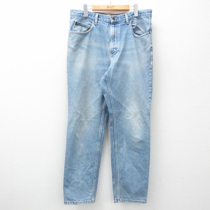 W36★古着 エルエルビーン LLBEAN ジーンズ メンズ 00年代 00s ヒゲ コットン 紺 ネイビー デニム 25feb28 中古 ボトムス ジーパン Gパン ロング パンツ