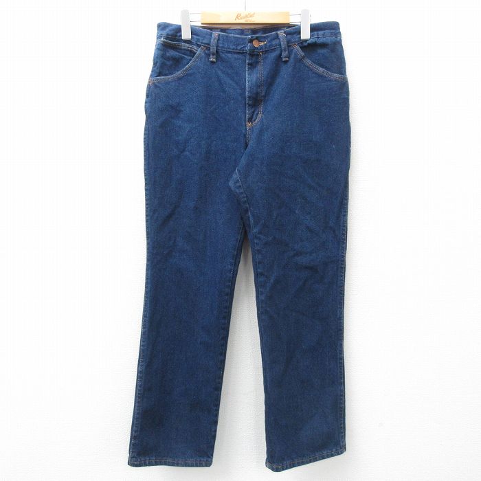 W34★古着 レッドキャップ ジーンズ メンズ コットン 濃紺 ネイビー デニム 25feb28 中古 ボトムス ジーパン Gパン ロング パンツ