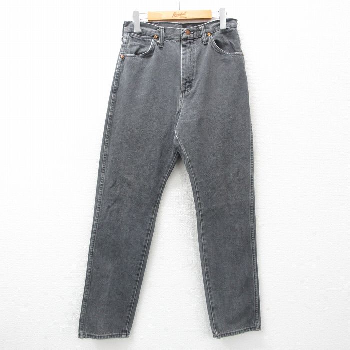 W29★古着 ラングラー Wrangler ジーンズ メンズ 90年代 90s コットン USA製 黒 ブラック デニム 25feb28 中古 ボトムス ジーパン Gパン ロング パンツ