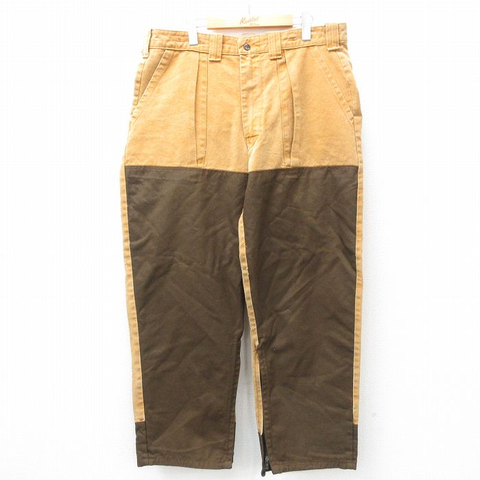 W38★古着 ハンティング パンツ メンズ 90年代 90s ダック地 コットン 茶系他 ブラウン 25feb28 中古 ボトムス ロング