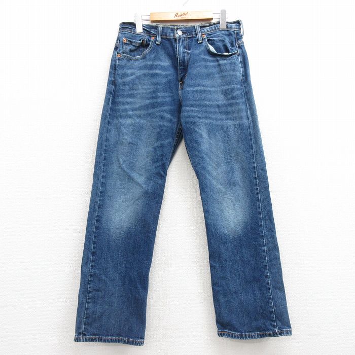 W32★古着 リーバイス Levis 569 ジーンズ メンズ ヒゲ 紺 ネイビー デニム 【spe】 25feb28 中古 ボトムス ジーパン Gパン ロング パンツ