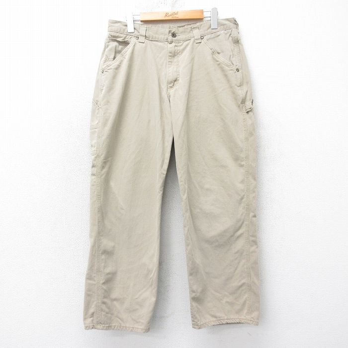 W33★古着 リー Lee ペインター パンツ メンズ コットン ベージュ カーキ 25feb28 中古 ボトムス ロング
