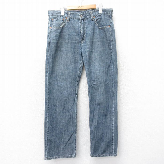 W35★古着 リーバイス Levis 569 ジーンズ メンズ ヒゲ コットン 紺 ネイビー デニム 【spe】 25feb28 中古 ボトムス ジーパン Gパン ロング パンツ
