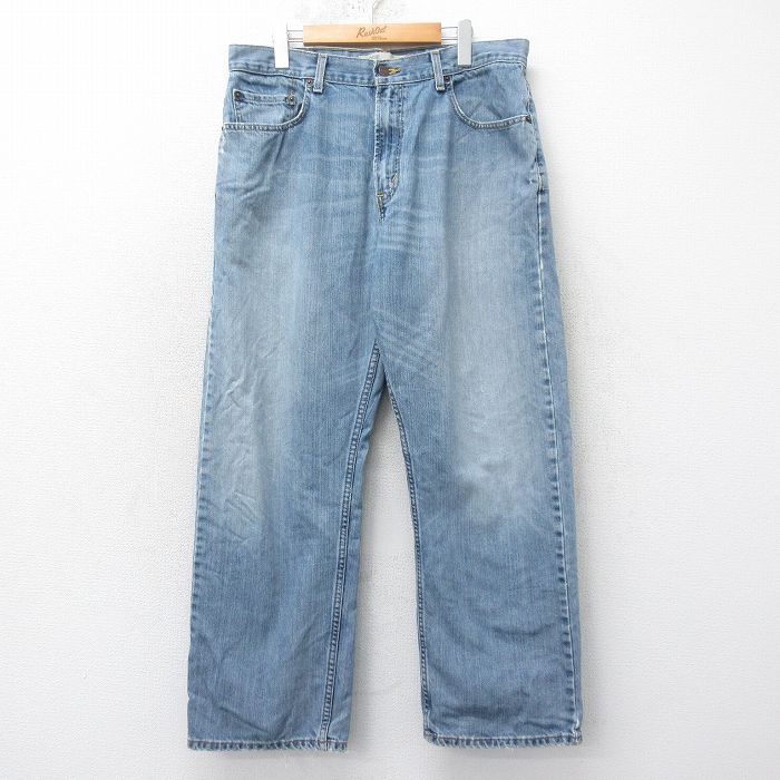 W35★古着 リーバイス Levis 569 ジーンズ メンズ ヒゲ コットン 紺 ネイビー デニム 25feb28 中古 ボトムス ジーパン Gパン ロング パンツ